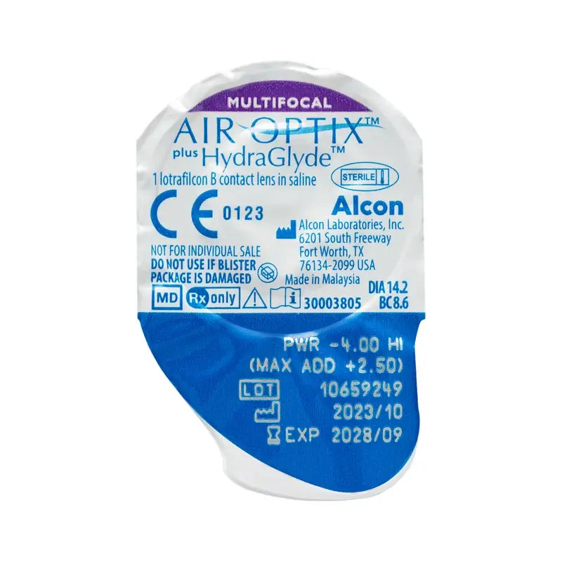 Air Optix Plus HydraGlyde Lentillas Multifocales Mensuales , 6 unidades - +0.75, 8.6, Baja, 14.2