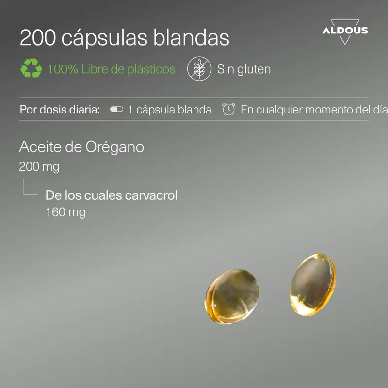 Aldous Bio Aceite De Orégano, 200 perlas