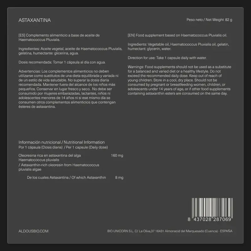Aldous Bio Astaxantina Natural Pura , 120 capsulas