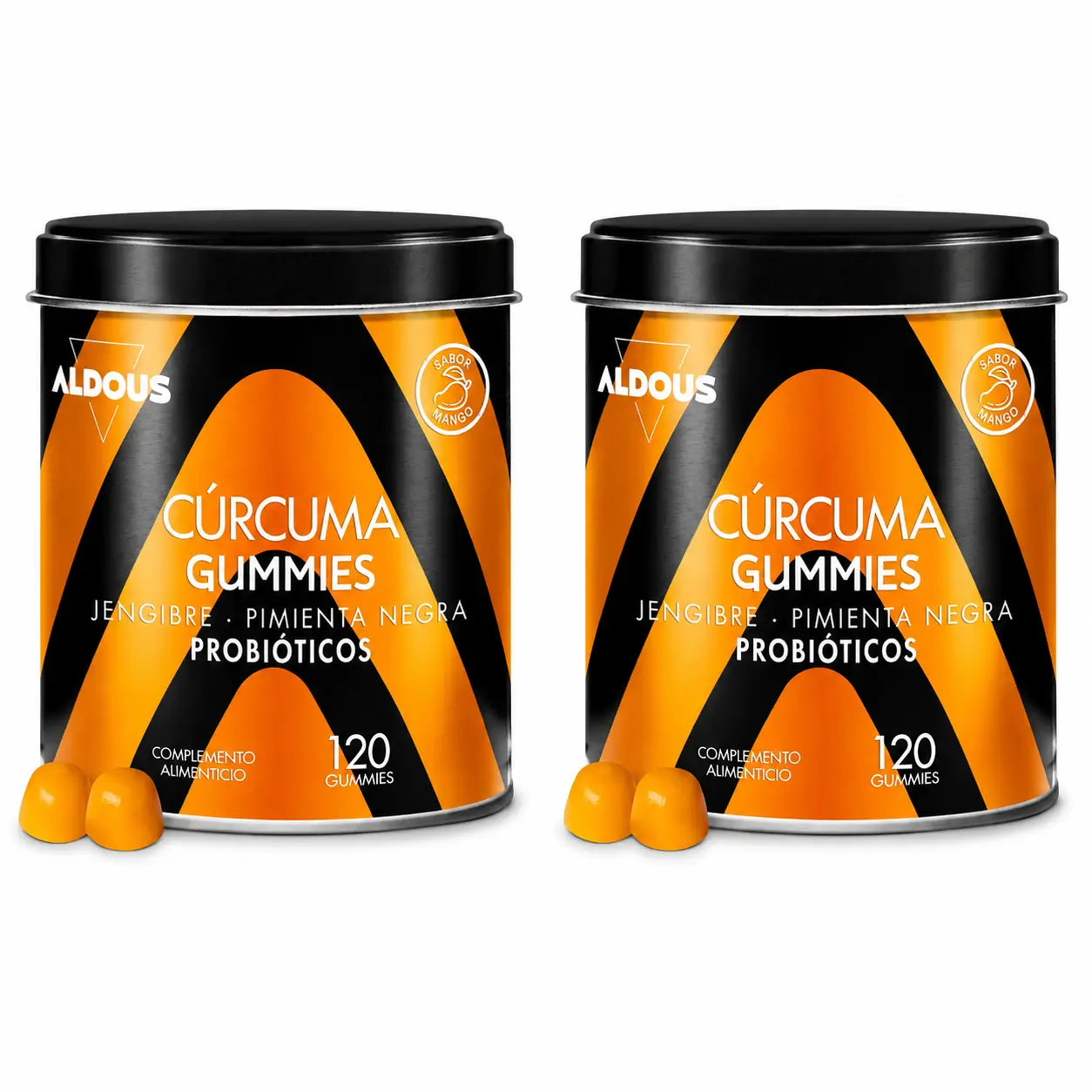 Aldous Bio Cúrcuma Con Jengibre Y Pimienta Negra + Probióticos, 120 Gominolas , pack 2