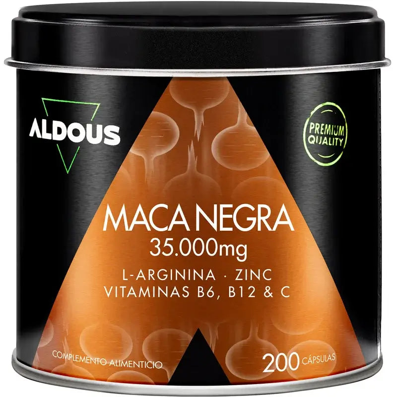Aldous Bio Maca Negra Peruana Complex Arginina, Zinc, Vitamina C, B12 Y B6 , 200 capsulas