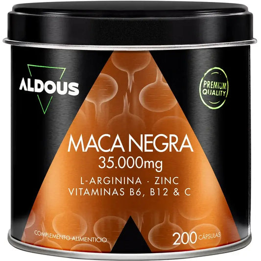 Aldous Bio Maca Negra Peruana Complex Arginina, Zinc, Vitamina C, B12 Y B6 , 200 capsulas