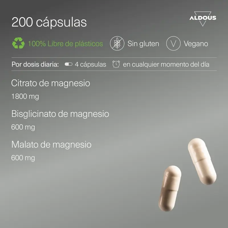 Aldous Bio Magnesio Complex Triple 3000Mg, 200 cápsulas
