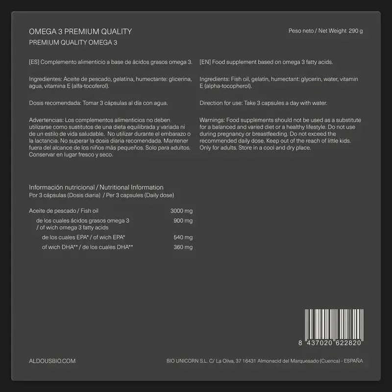 Aldous Bio Omega 3 3000Mg, 210 caspsulas