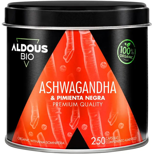 Aldous Bio Raíz De Ashwagandha Con Pimienta Negra , 250 cápsulas