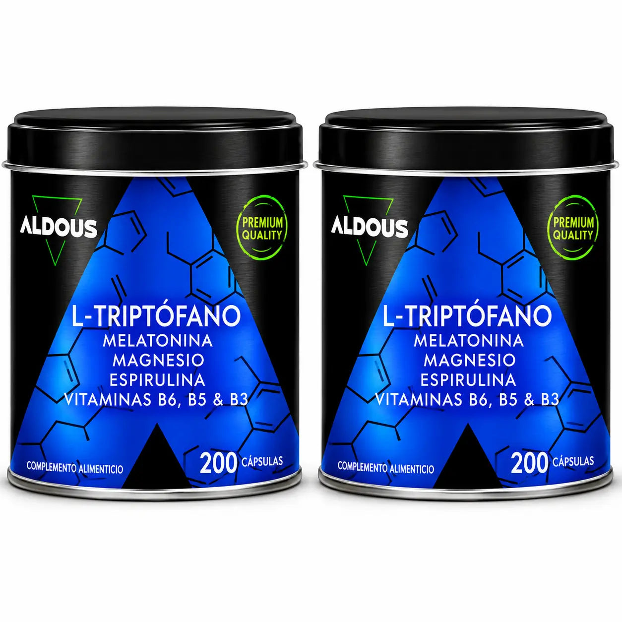 Aldous Labs L-Triptófano Premium Melatonina 1,78 Mg Magnesio, 200 Cápsulas Vegetales , pack 2