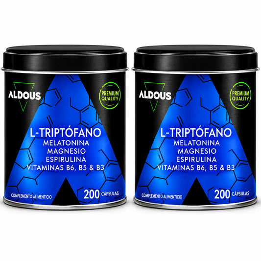 Aldous Labs L-Triptófano Premium Melatonina 1,78 Mg Magnesio, 200 Cápsulas Vegetales , pack 2