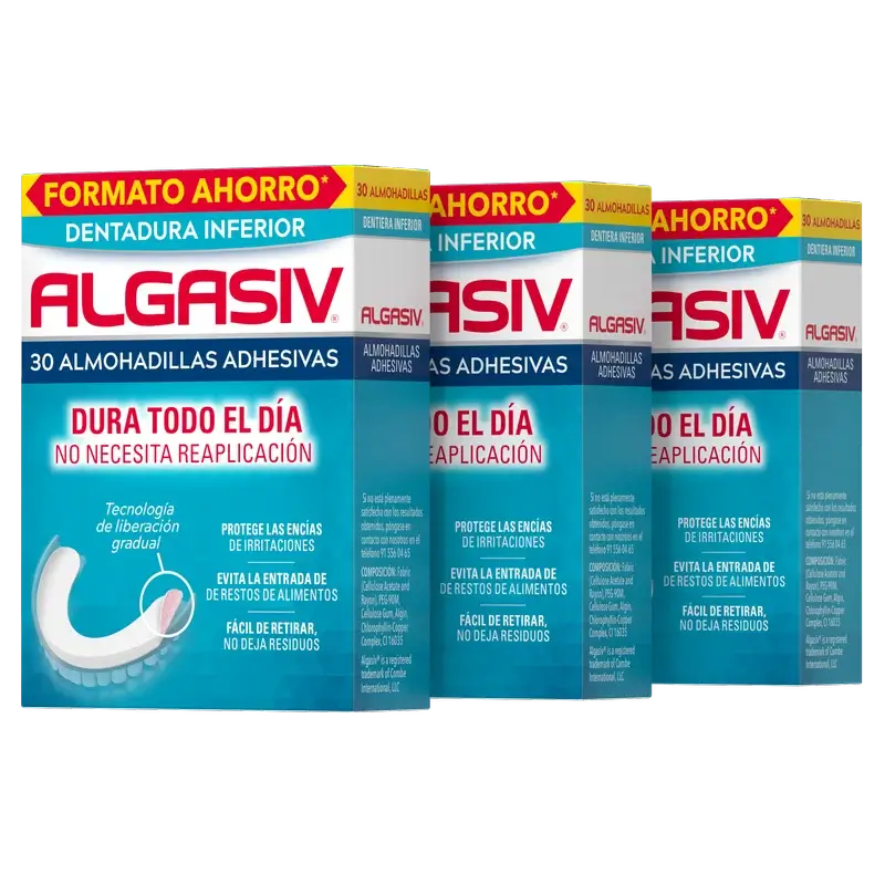 Algasiv Almohadillas Adhesivas Protesis Inferior 30 Unidades