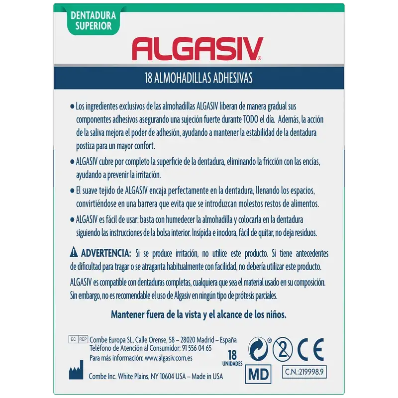 Algasiv Superior Almohadillas 18 unidades