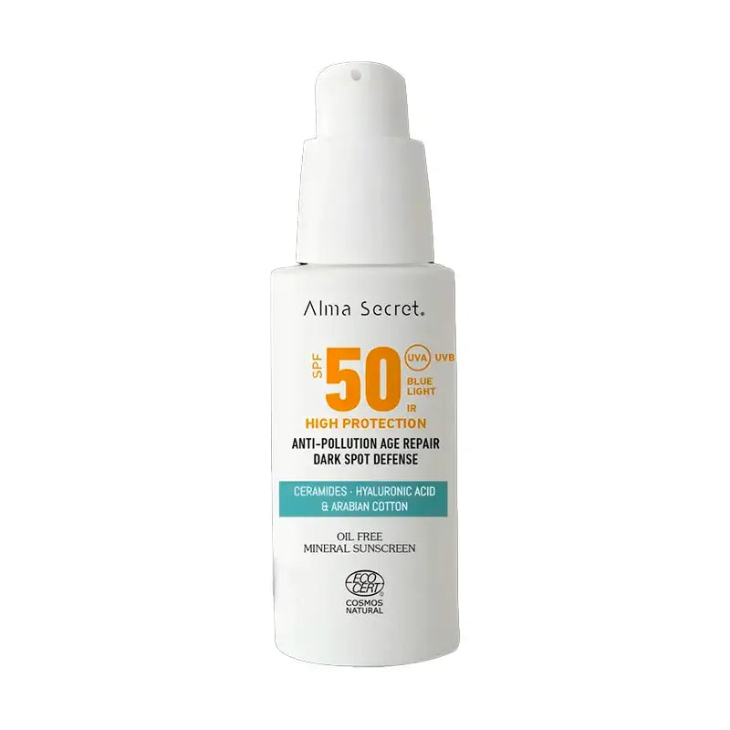 Alma Secret Solar Facial Natural Spf 50 Con Ceramidas, Antimanchas Y Oil-Free