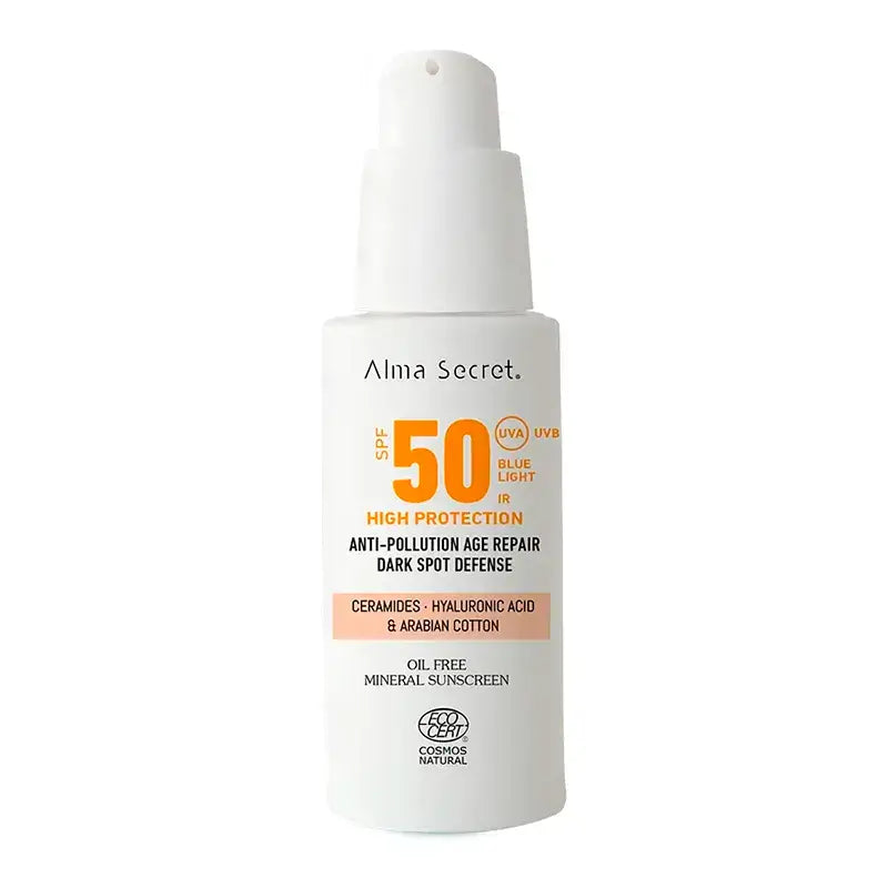 Alma Secret Solar Facial Natural Spf 50 Con Ceramidas, Antimanchas Y Oil-Free (Color: Sand)