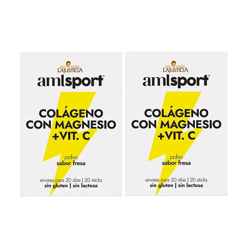 Amlsport Colágeno Con Magnesio + Vitamina C Sabor Fresa, 2X20 Sticks