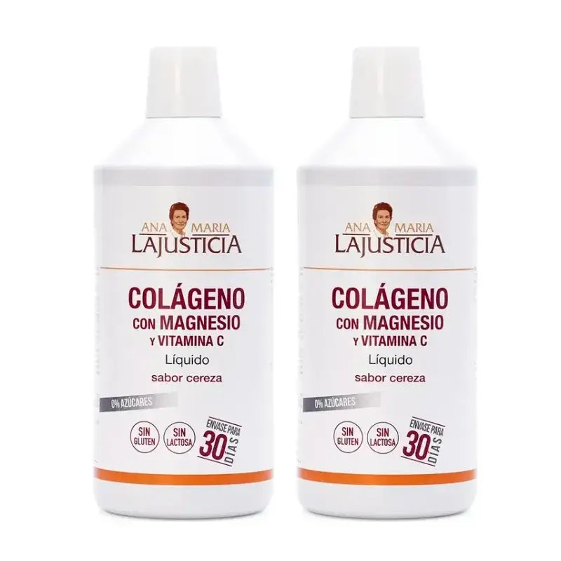 Ana Maria Lajusticia Colágeno con Magnesio + Vitamina C sabor cereza, Pack 2 x 1L
