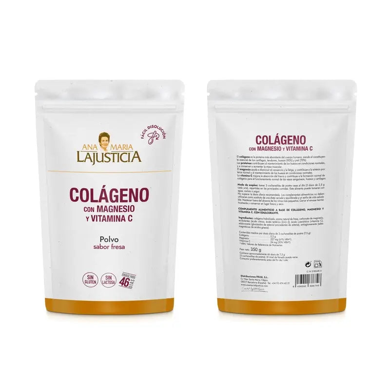 Ana Maria Lajusticia Colágeno Con Magnesio + Vit.C Sabor Fresa Polvo Doypack , 350 gr