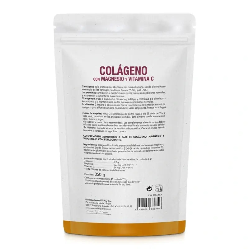 Ana Maria Lajusticia Colágeno Con Magnesio + Vit.C Sabor Fresa Polvo Doypack , 350 gr