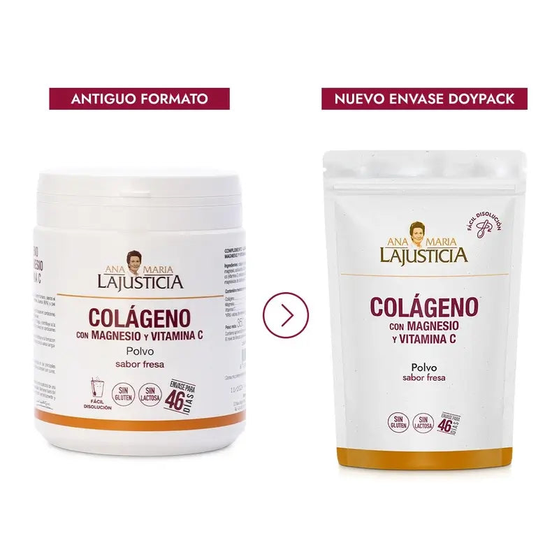 Ana Maria Lajusticia Colágeno Con Magnesio + Vit.C Sabor Fresa Polvo Doypack , 350 gr