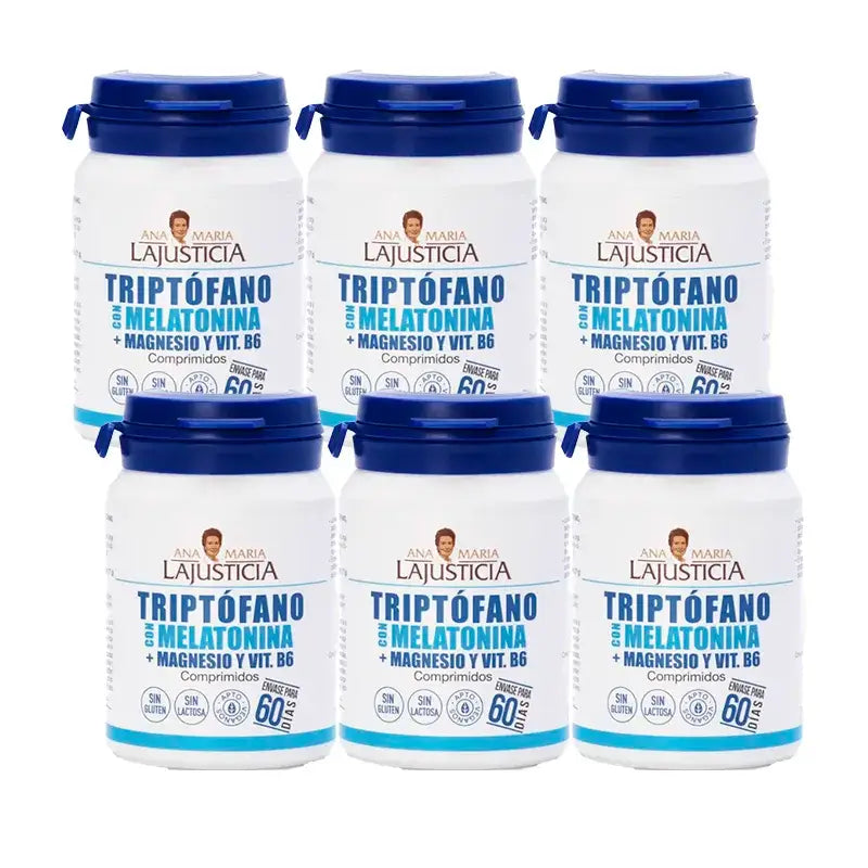 Ana Maria Lajusticia Triptofano con Melatonina + Magnesio y VitaminaB6, Pack 6 x 60 comprimidos