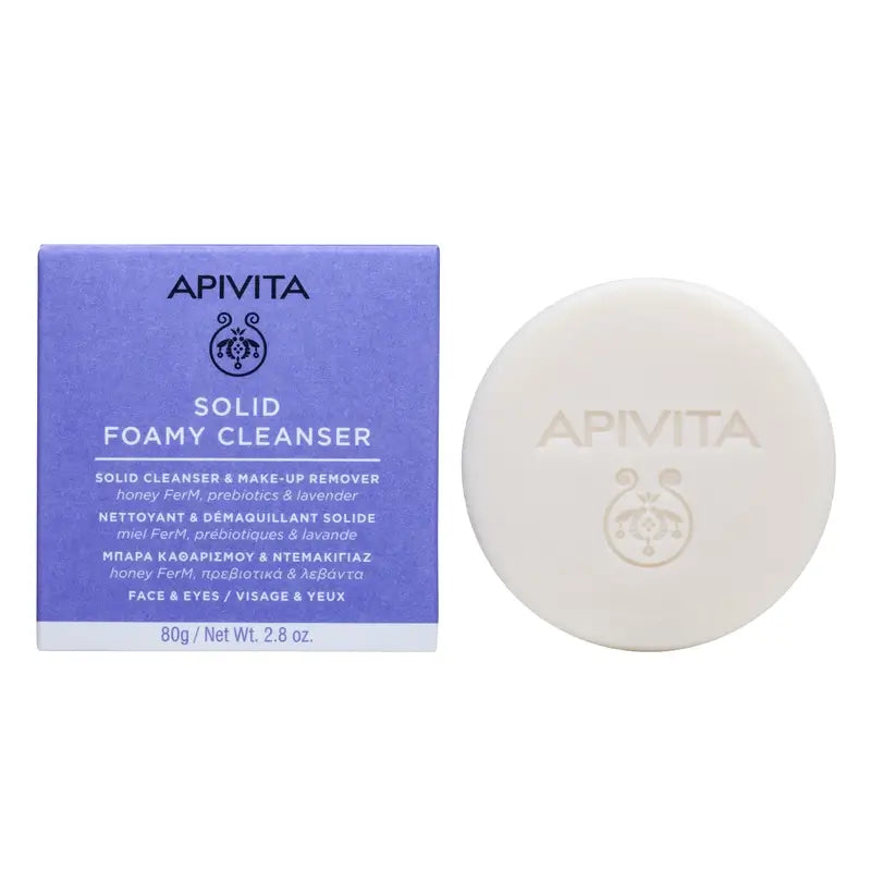 Apivita Limpiador & Desmaquillante Sólido Rostro Y Ojos, 80 G