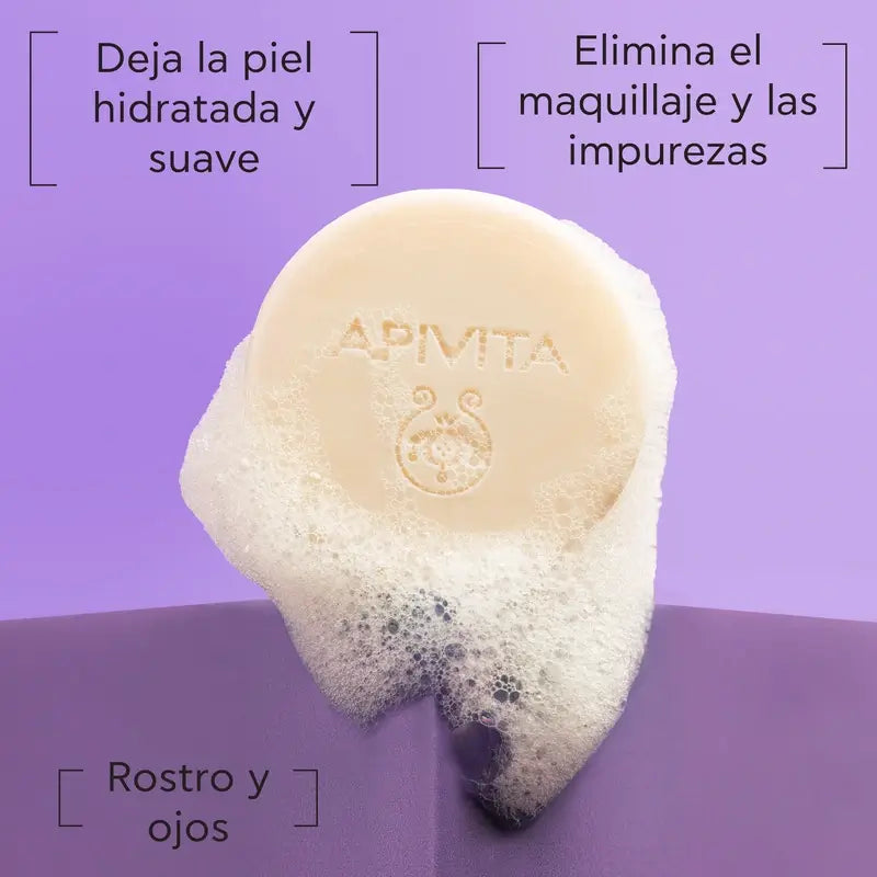 Apivita Limpiador & Desmaquillante Sólido Rostro Y Ojos, 80 G