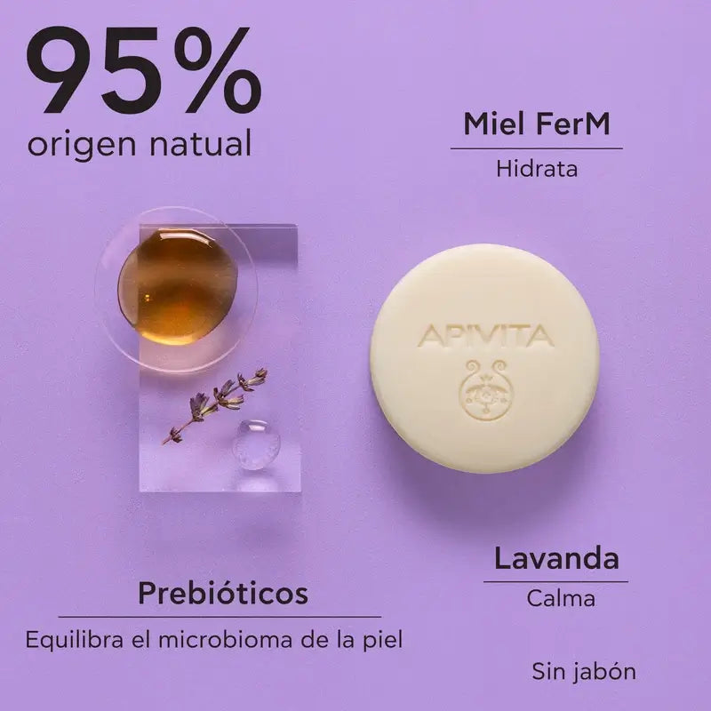 Apivita Limpiador & Desmaquillante Sólido Rostro Y Ojos, 80 G