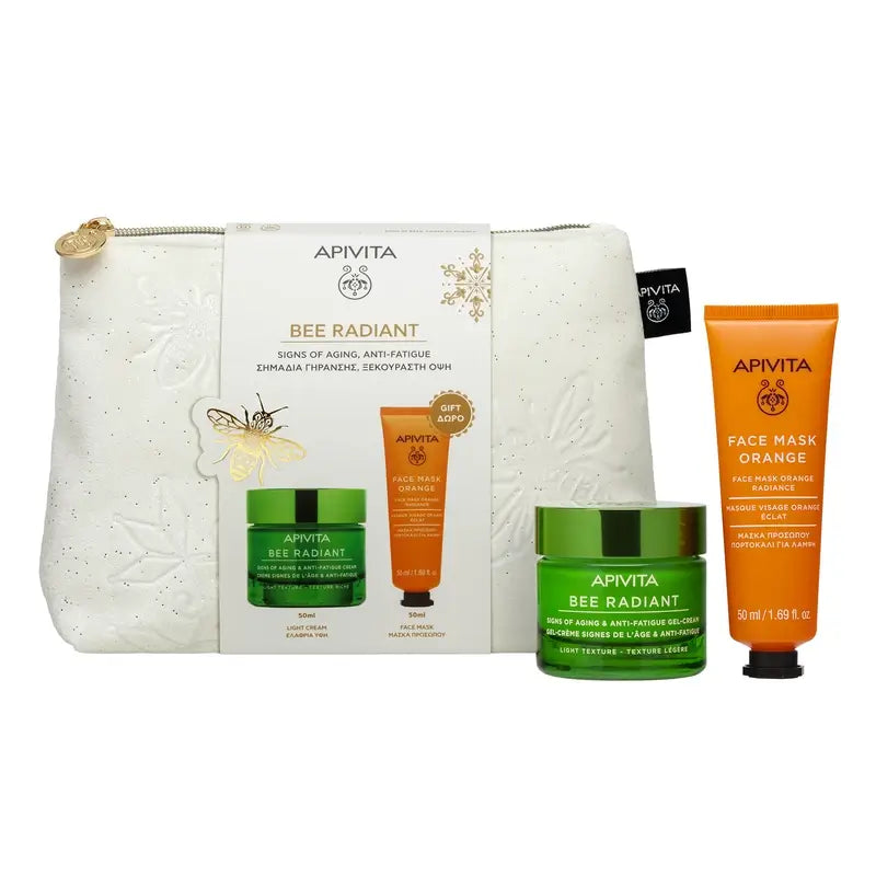 Apivita Promo Bee Radiant Gel-Crema Signos De La Edad & Antifatiga, 50Ml + Mascarilla Facial Naranja 50Ml