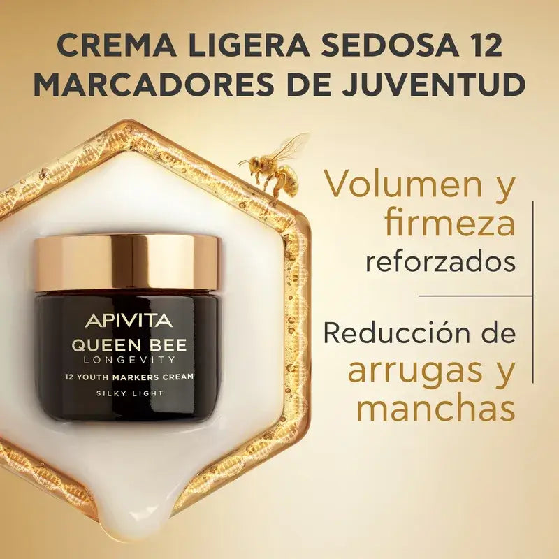 Apivita Queen Bee Longevity Crema Ligera 12 Marcadores De Juventud, 50 ml