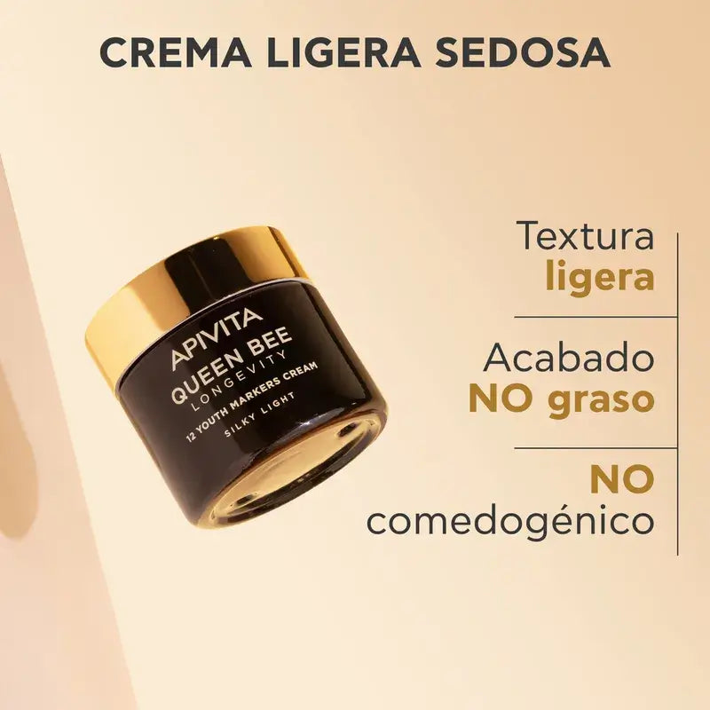 Apivita Queen Bee Longevity Crema Ligera 12 Marcadores De Juventud, 50 ml