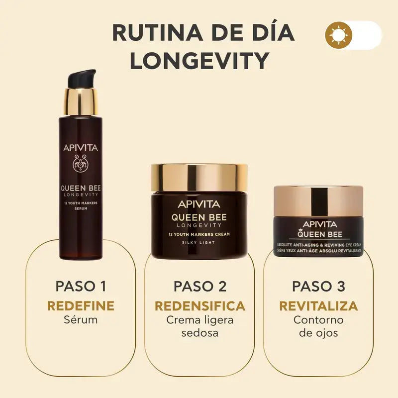 Apivita Queen Bee Longevity Crema Ligera 12 Marcadores De Juventud, 50 ml