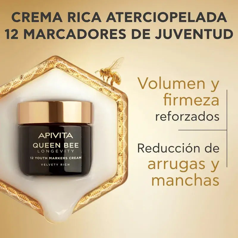 Apivita Queen Bee Longevity Crema Rica 12 Marcadores De Juventud, 50 ml