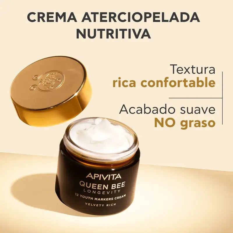 Apivita Queen Bee Longevity Crema Rica 12 Marcadores De Juventud, 50 ml
