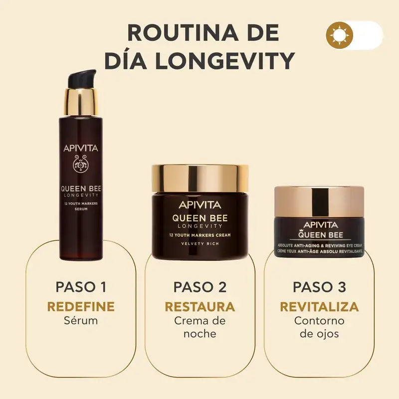 Apivita Queen Bee Longevity Crema Rica 12 Marcadores De Juventud, 50 ml