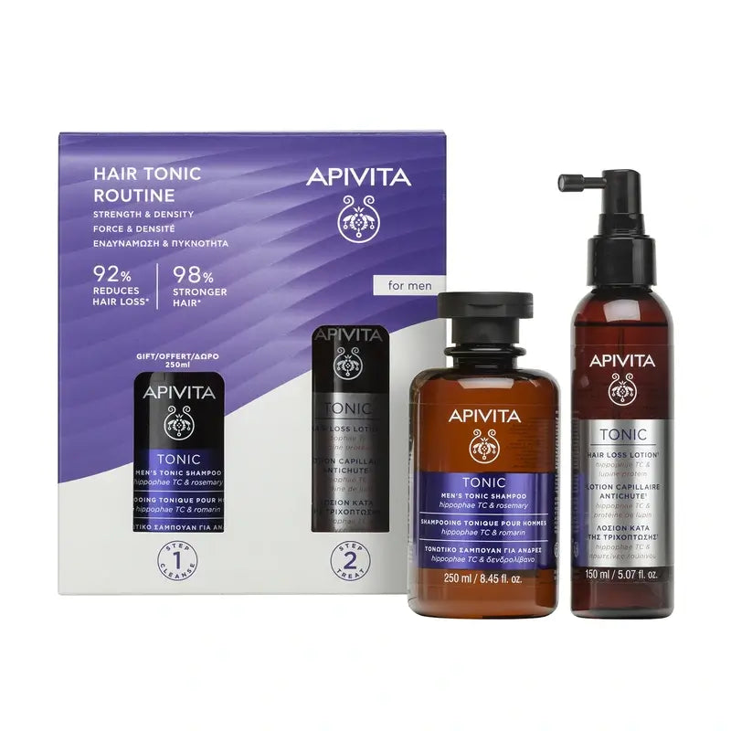 Apivita Tonic Promo Men’S Hair Routine Loción Anticaída, 150 Ml + Regalo Champú Tónico 250 Ml
