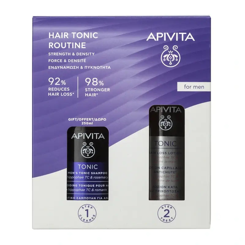 Apivita Tonic Promo Men’S Hair Routine Loción Anticaída, 150 Ml + Regalo Champú Tónico 250 Ml