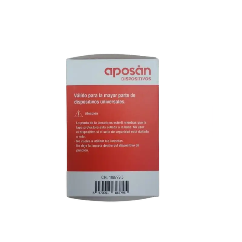 Aposan Lancetas Esteriles Para Un Solo Uso, 100 unidades