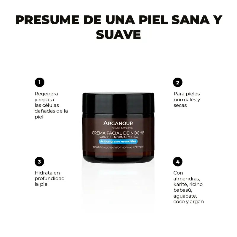 Arganour Facial Crema Facial Antiedad Noche, 50 Ml