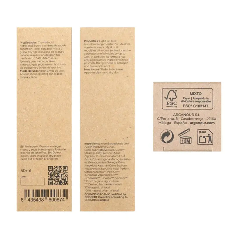 Arganour Facial Crema Facial Para Piel Mixta/Grasa, 50 Ml