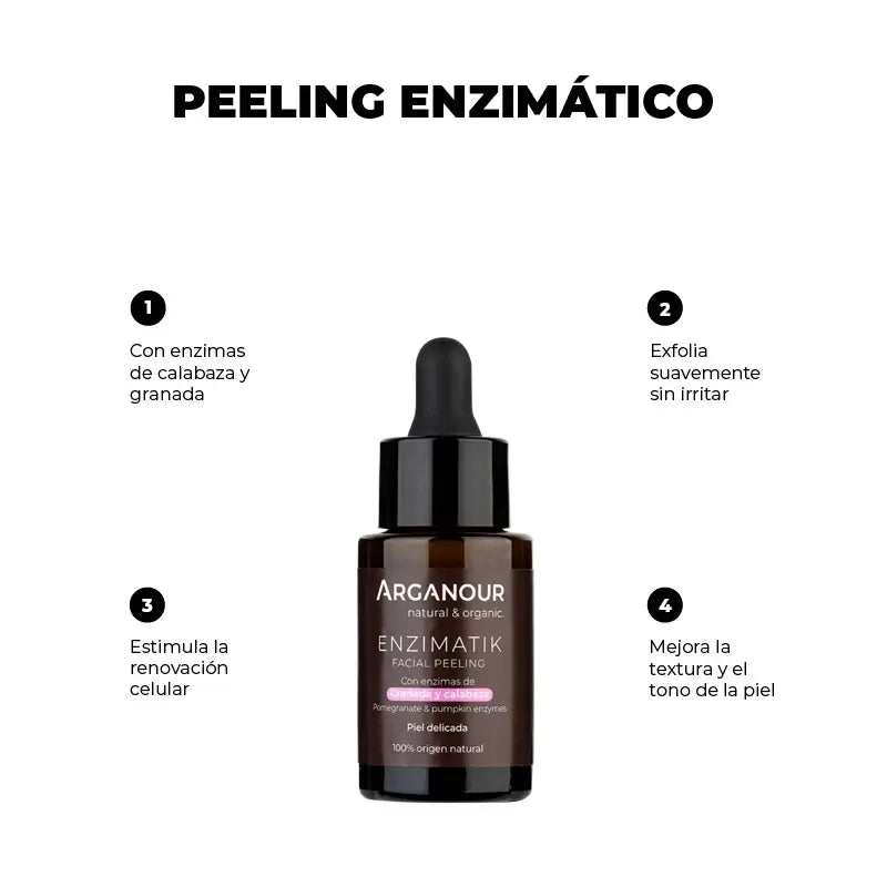 Arganour Facial Enzimatik - Peeling Facial Con Enzimas De Granada Y Calabaza, 30 Ml