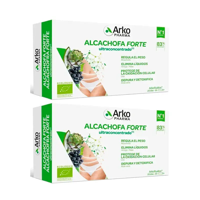 Arkopharma Arkofluido Alcachofa Forte Ultraconcentrado + Aloe Vera, 2X20 Ampollas
