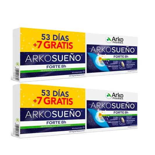 Arkopharma Arkosueño Forte 8H Bicapa, Pack 2 x 60 Comprimidos