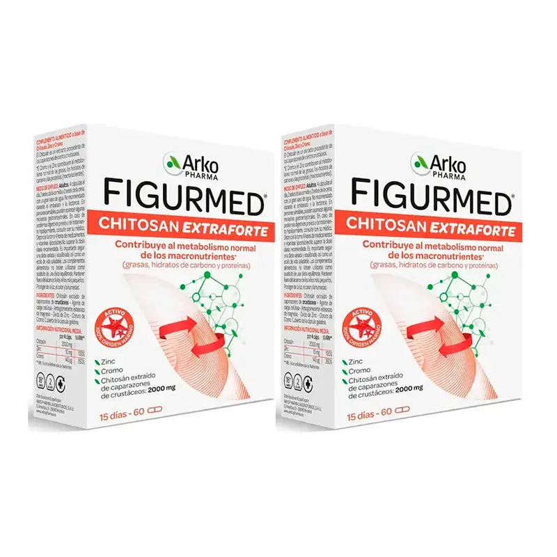 Arkopharma Figurmed Chitosán Extra Forte 500mg, Pack 2 x 60 Cápsulas