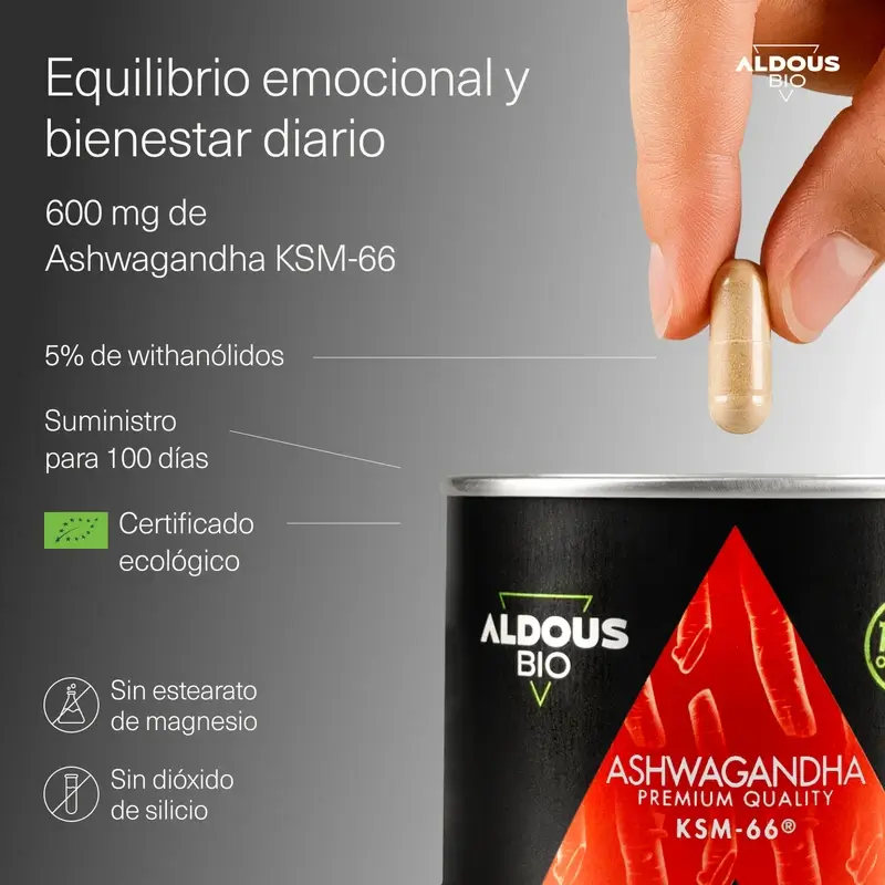 Aldous Ashwagandha Ksm-66 Ecológica, 600 mg