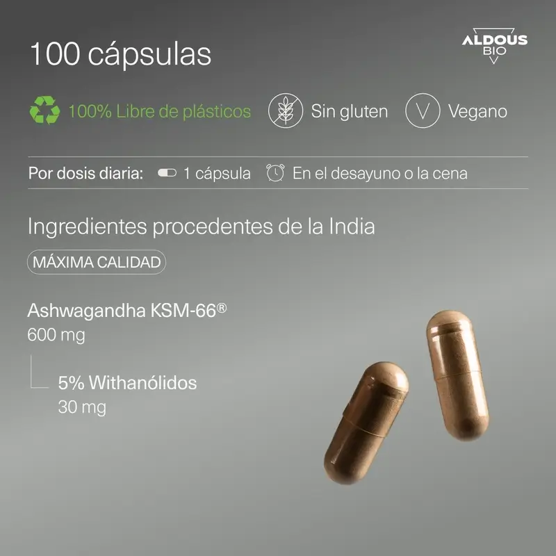 Aldous Ashwagandha Ksm-66 Ecológica, 600 mg