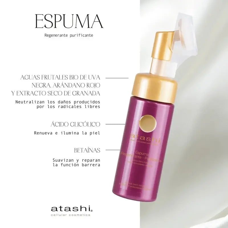 Atashi Antioxidante Longetive Espuma Limpiador Purificante Ácigo Glicólico 150 Ml