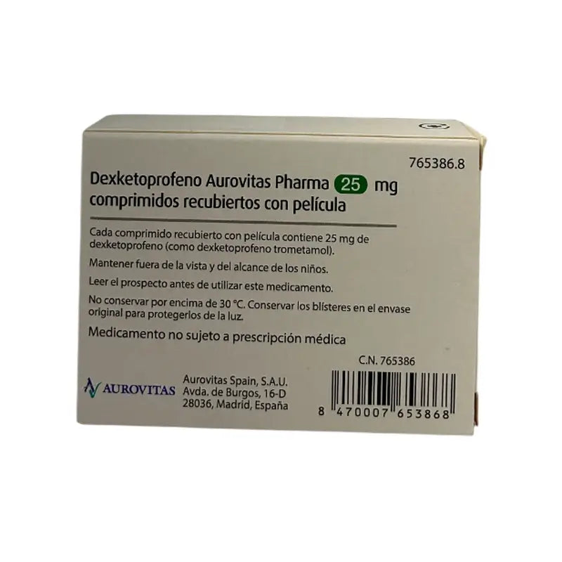Aurovitas Dexketoprofeno 25 Mg, 10 comprimidos recubiertos