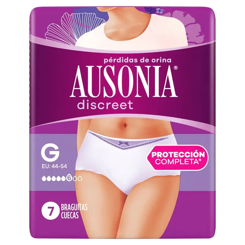 Ausonia Discreet Braguitas para La Incontinencia Normal Talla L, 7 Braguitas