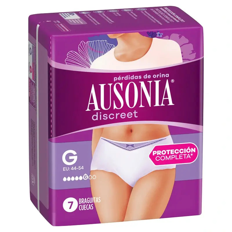 Ausonia Discreet Braguitas para La Incontinencia Normal Talla L, 7 Braguitas