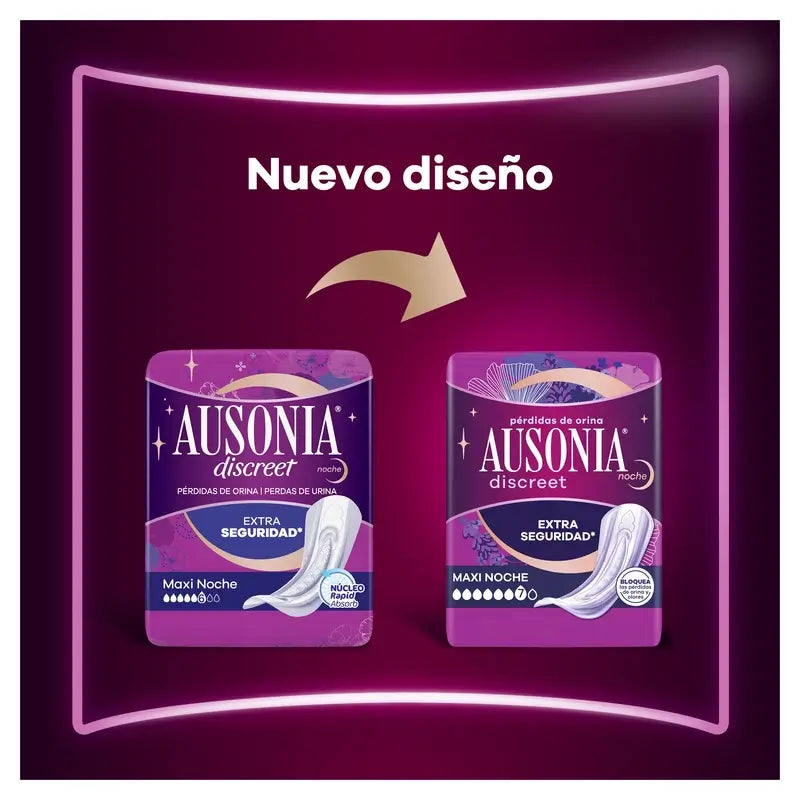 Ausonia Discreet Compresas para Pérdidas de Orina Ultra Día y Noche, 12 Unidades