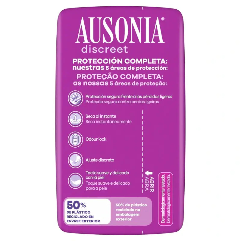 Ausonia Discreet Compresas para Pérdidas de Orina Ultra Día y Noche, 12 Unidades