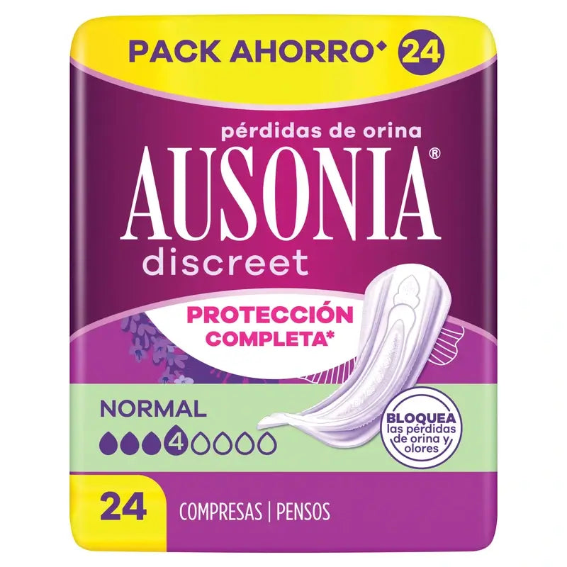 Ausonia Discreet Compresas para Pérdidas de Orina Normal, 24 Unidades