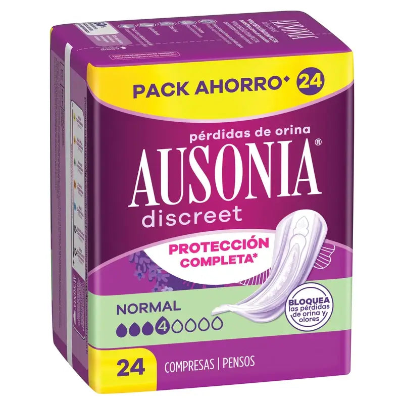 Ausonia Discreet Compresas para Pérdidas de Orina Normal, 24 Unidades